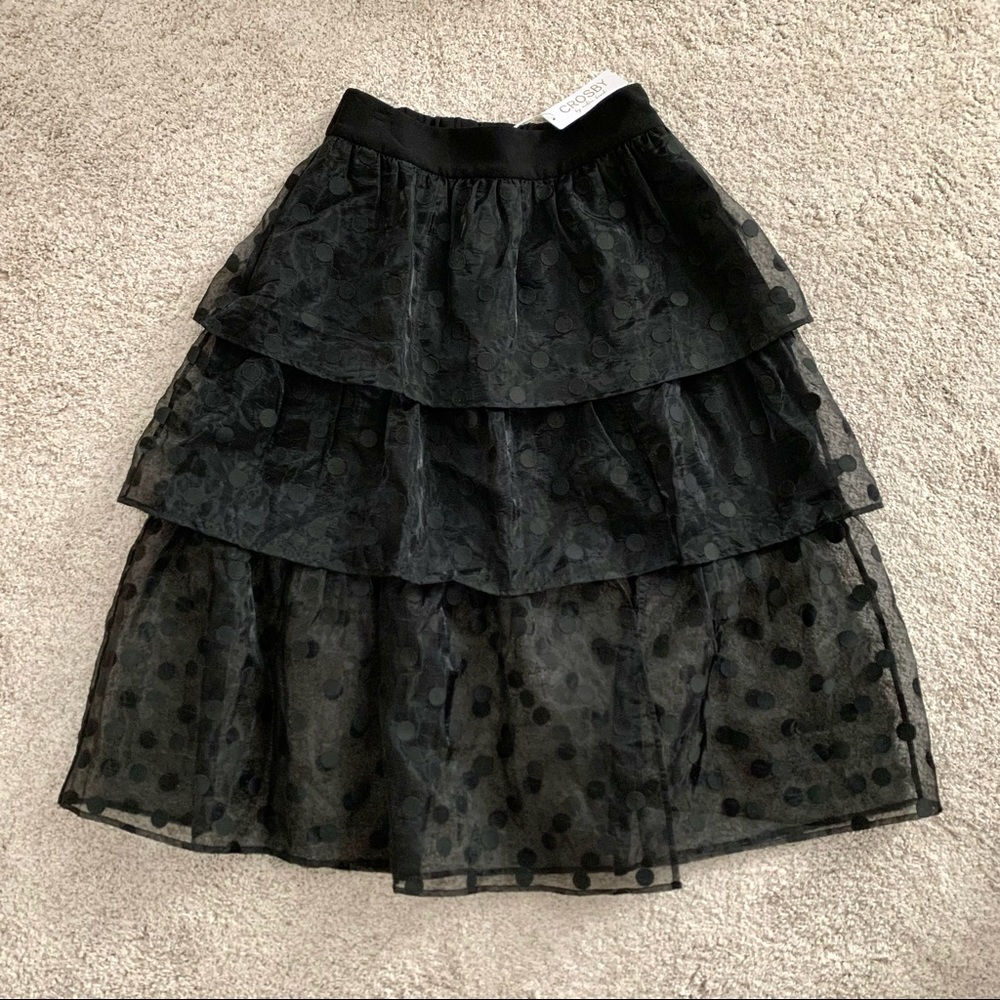 NWT Crosby by Mollie Burch Black Tiered Midi Skirt